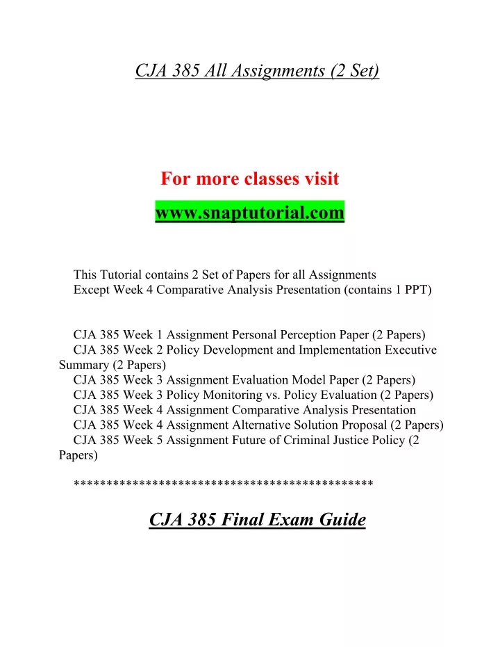 cja 385 all assignments 2 set