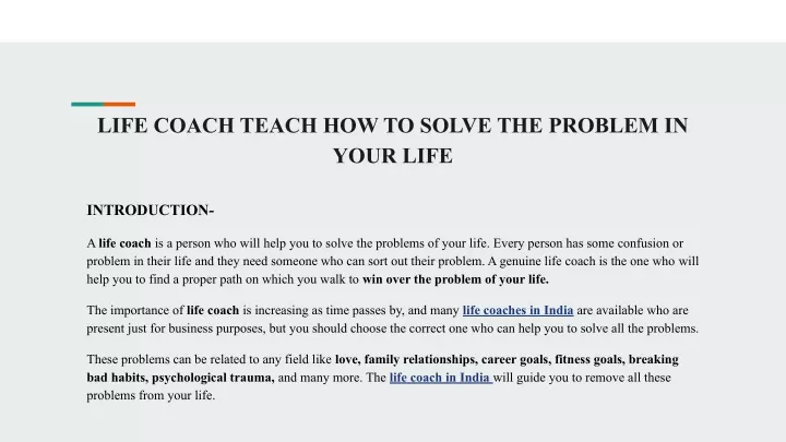 life coach teach how to solve the problem in your