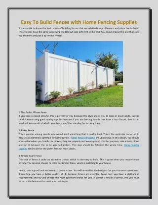 easy to build fences with home fencing supplies