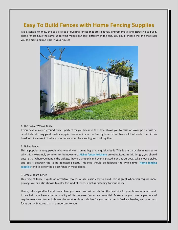 easy to build fences with home fencing supplies