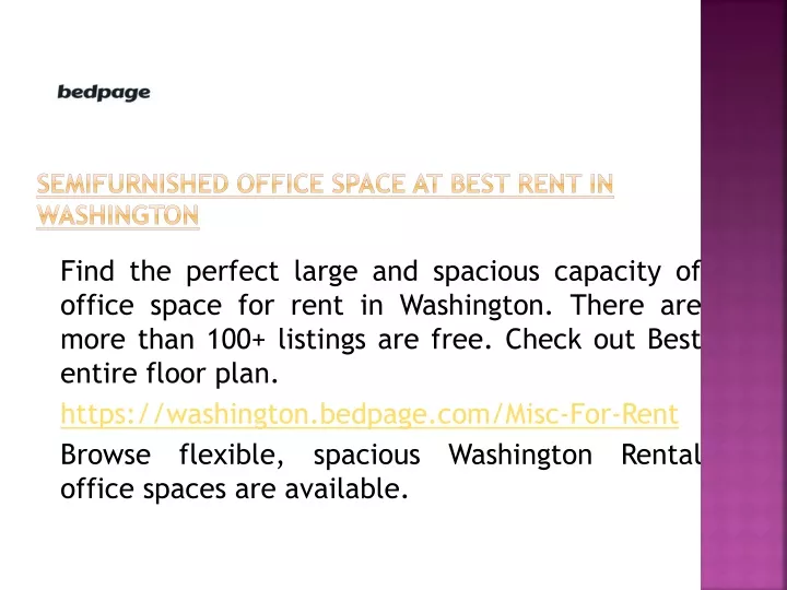 semifurnished office space at best rent in washington