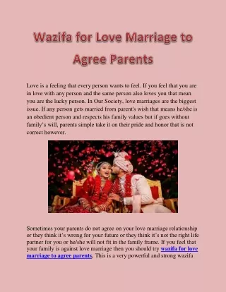 Wazifa for Love Marriage To Agree Parents