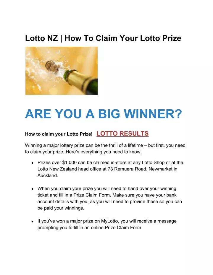 lotto nz how to claim your lotto prize