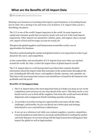 what are the benefits of us import data