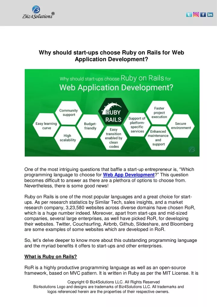 why should start ups choose ruby on rails