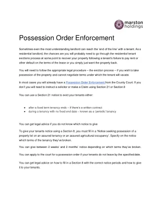 Possession Order Enforcement