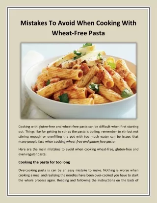 Mistakes To Avoid When Cooking With Wheat-Free Pasta