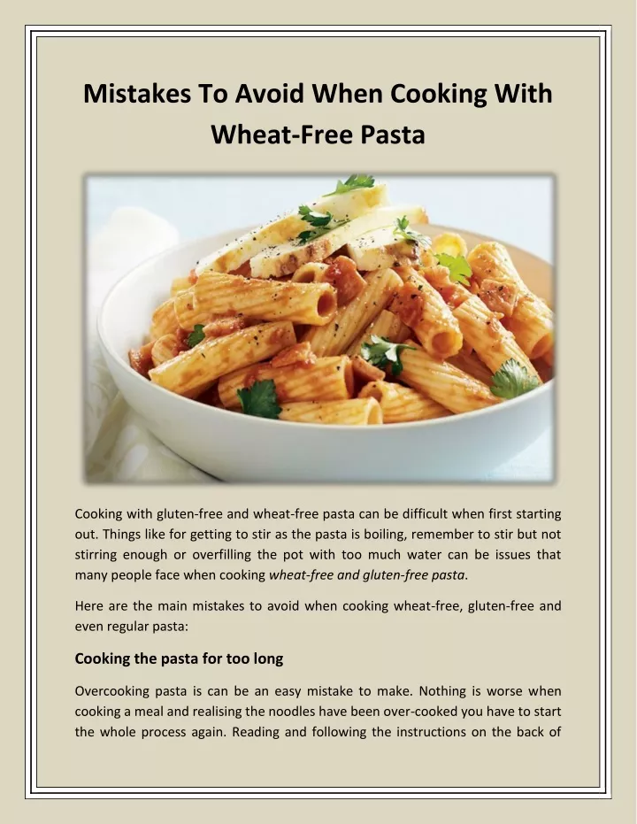 mistakes to avoid when cooking with wheat free