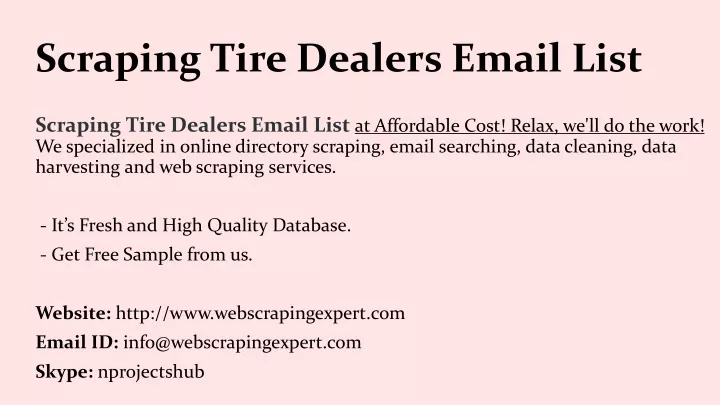scraping tire dealers email list