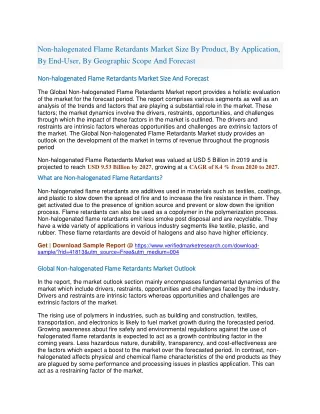 non halogenated flame retardants market size