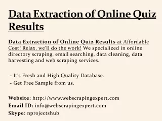 data extraction of online quiz results