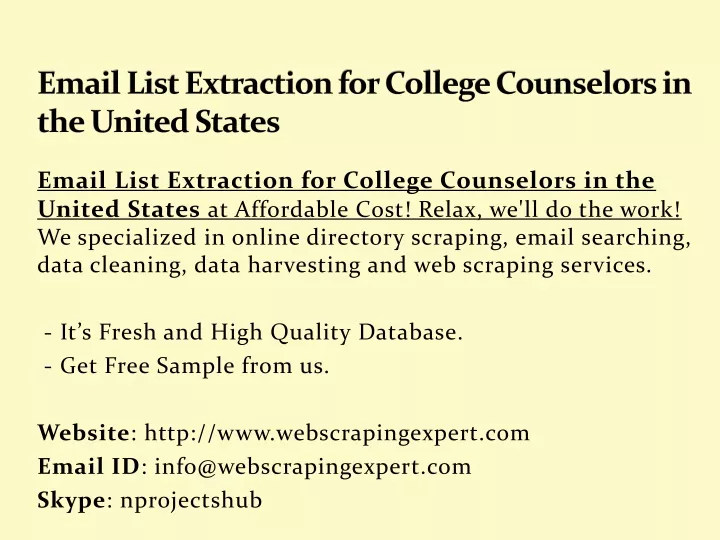 email list extraction for college counselors in the united states