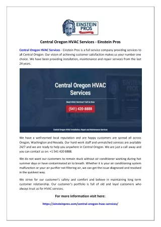 Central Oregon HVAC Services Near You