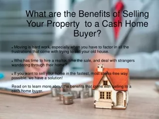 What are the Benefits of Selling Your Property to a Cash Home Buyer?