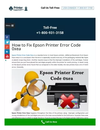 How To Resolve Epson Printer Error Code 0xea