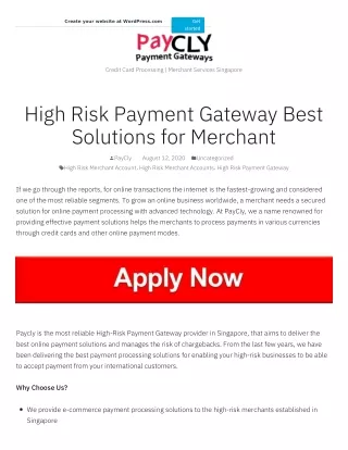 High Risk Payment Gateway Best Solutions for Merchant