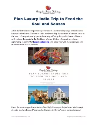 Plan Luxury India Trip to Feed the Soul and Senses