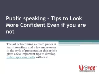 Public speaking - Tips to Look More Confident Even if you are not - Voiceskills