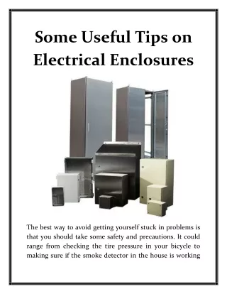 Some Useful Tips on Electrical Enclosures