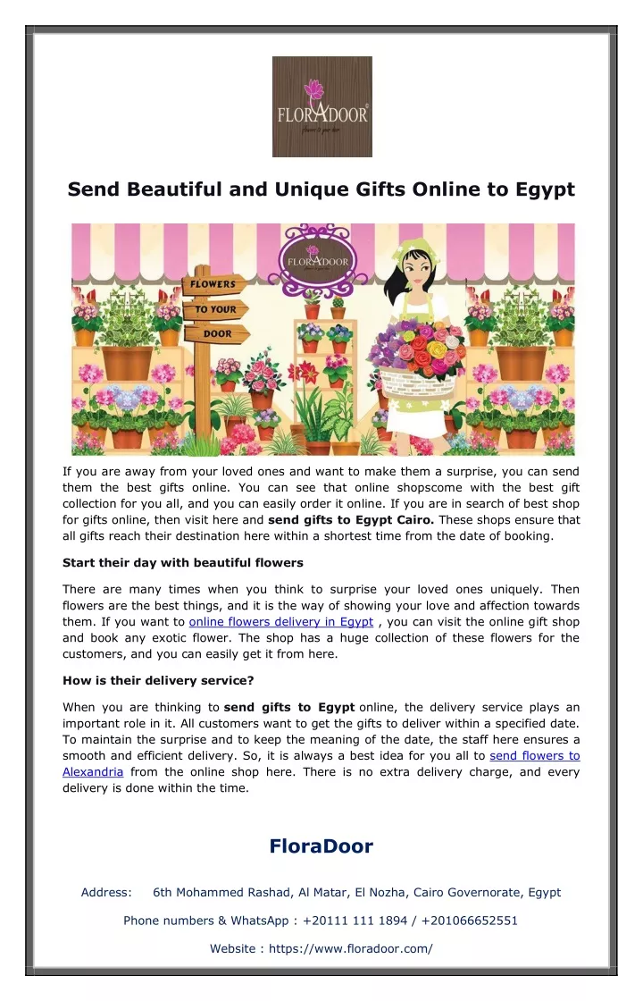 send beautiful and unique gifts online to egypt