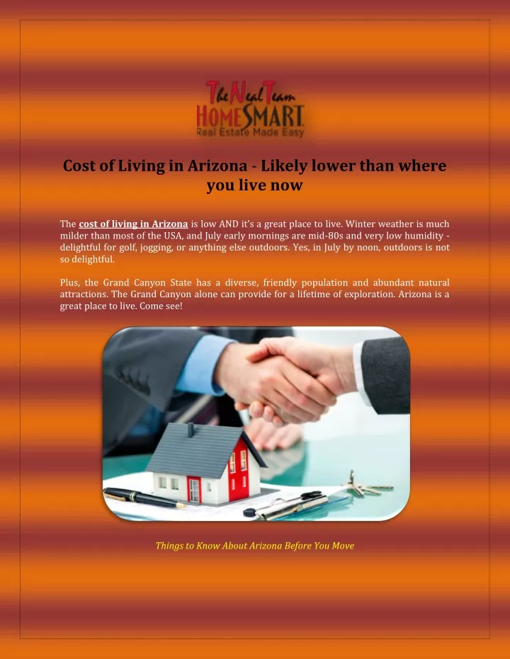 cost of living in arizona likely lower than where