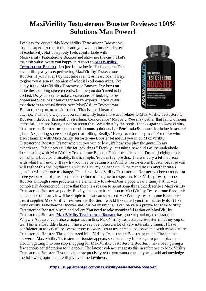 maxivirility testosterone booster reviews