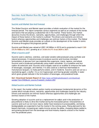 succinic acid market size by type by end user