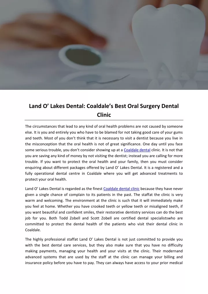 land o lakes dental coaldale s best oral surgery