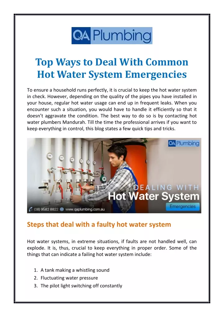 top ways to deal with common hot water system