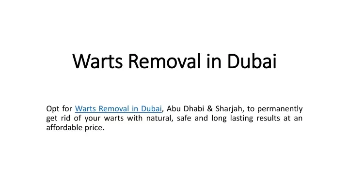 warts removal in dubai