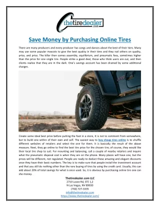 Save Money by Purchasing Online Tires