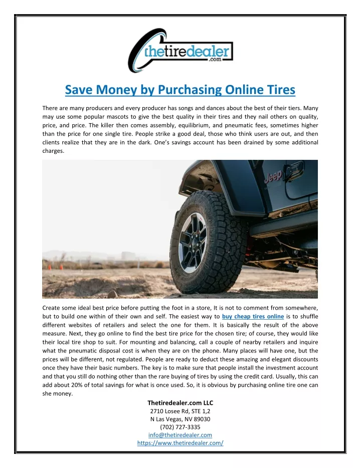save money by purchasing online tires