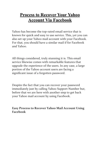 process to recover your yahoo account via facebook