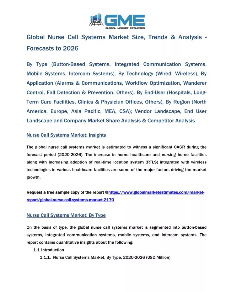 global nurse call systems market size trends