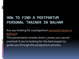 Personal Trainer In Balham