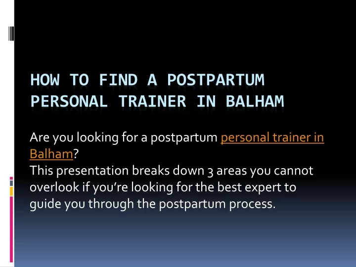 how to find a postpartum personal trainer in balham