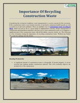 Importance Of Recycling Construction Waste