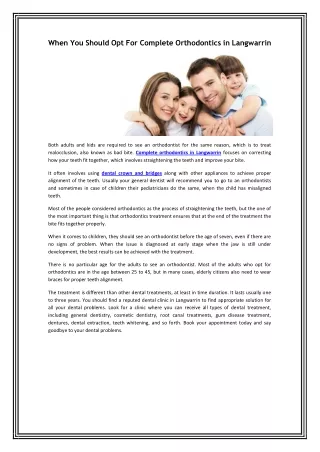 when you should opt for complete orthodontics