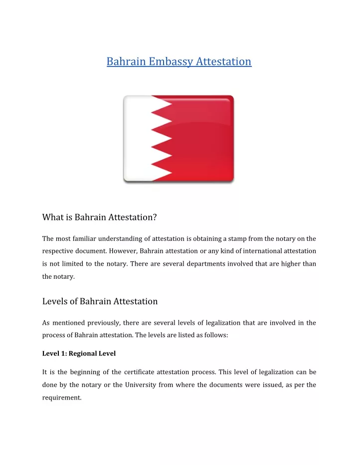 bahrain embassy attestation