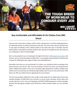 Buy Comfortable and Affordable Hi-Vis Clothes from DNC Direct