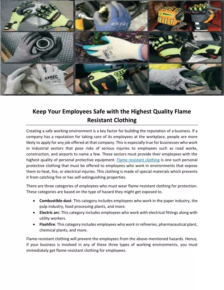 keep your employees safe with the highest quality