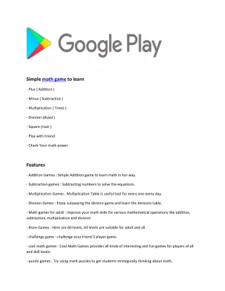 simple math game to learn