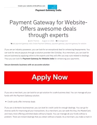 Payment Gateway for Website