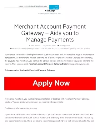 Merchant Account Payment Gateway India
