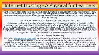 internet hosting a physical for learners