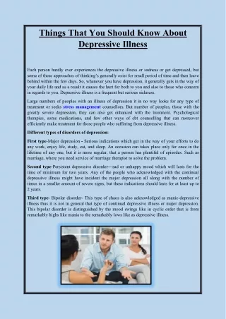 things that you should know about depressive