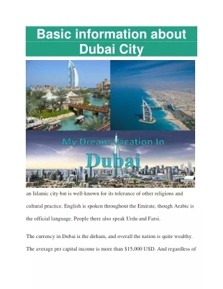 Basic information about Dubai City