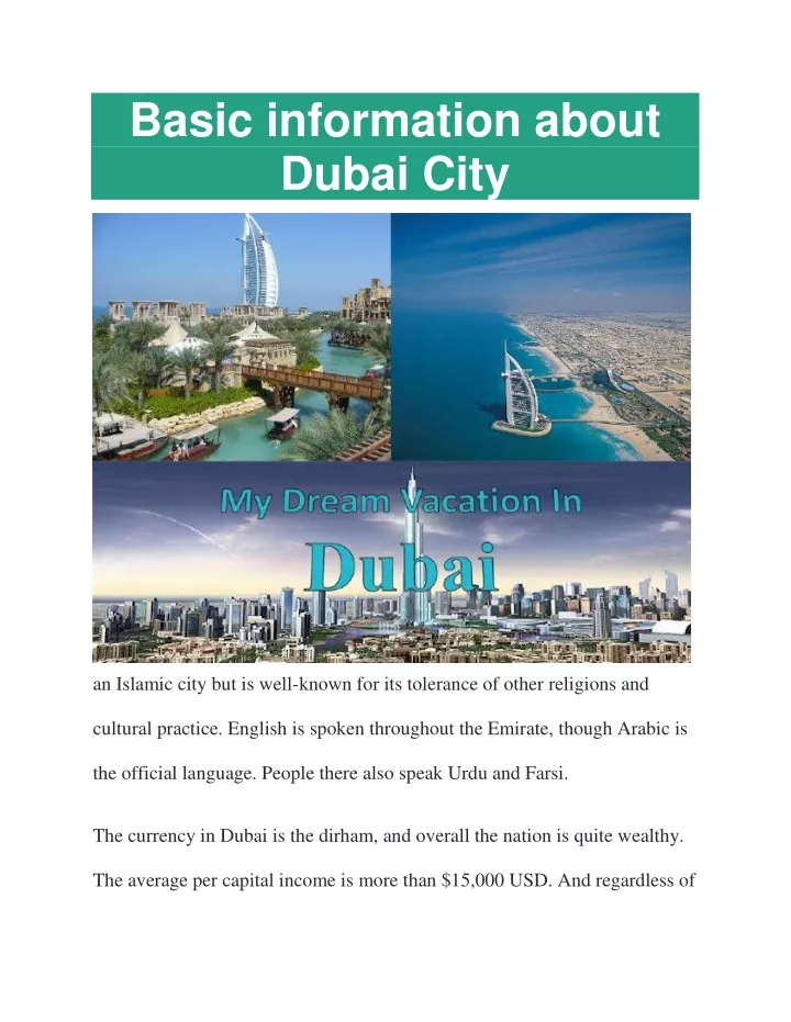 basic information about dubai city