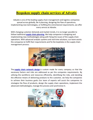 bespoken supply chain services of advatix advatix