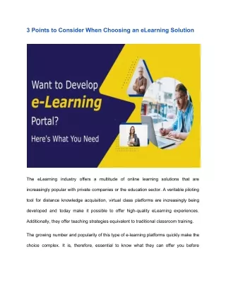 3 points to consider when choosing an elearning